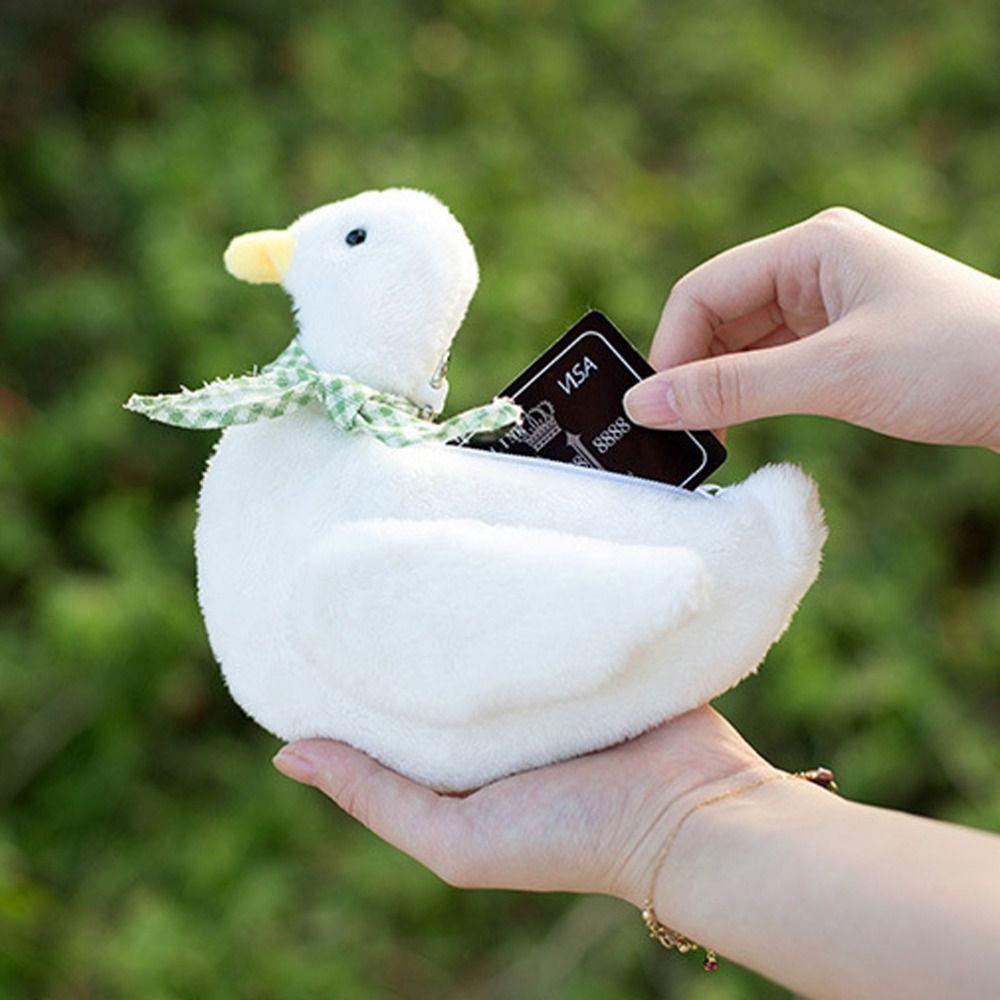 Animal Plush Duck Coin Purse Zipper Cartoon Wrist Bag Portable Animal Handbag  Female/Children