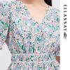 ELLASSAY Women's Elegant Floral Waist-Cinching Shirt