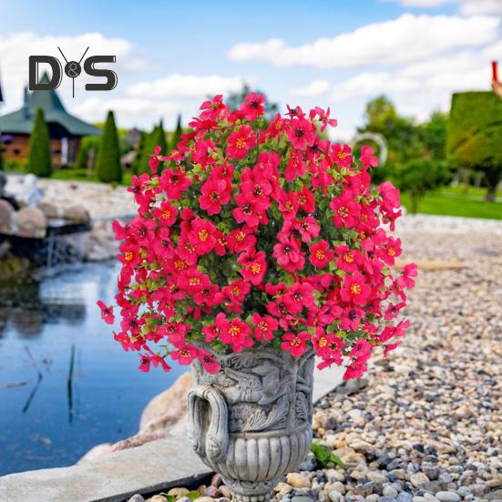 1/2Pcs Artificial Violet Flower with Stake UV Resistant Faux Plastic Flower Spike Indoor Outdoor Garden Porch Patio Wedding Party Decoration