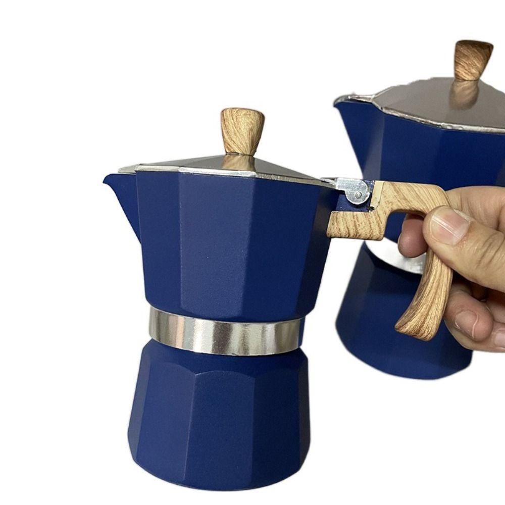150ml/300ml Espresso Maker Pot Wood Pattern Handle Coffee Percolator Aluminum Moka Pot  Home