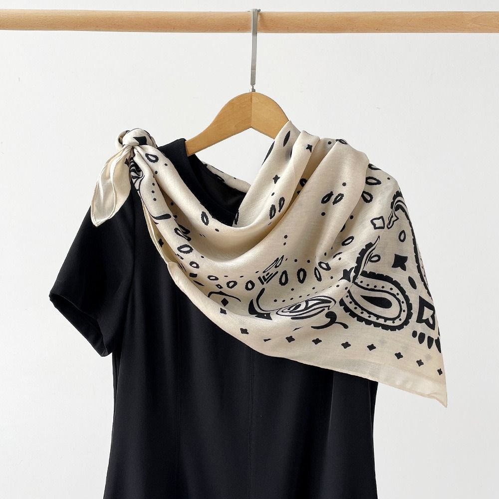 90cm Women Head Scarf Printed Silk Scarves Fashion Female Shawl Wrap  Summer Accessories