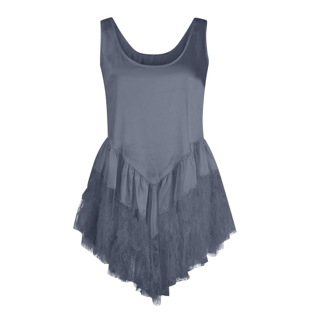 Women Lace Flowy  Dress Sleeveless Backless Low Cut Slip Dress A Line Short Dress Boho Sundress