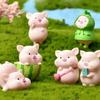 7 шт. милые розовые фигурки свиней, милые модели свиней, миниатюрные фигурки свиней из смолы, украшения для торта для поделок своими руками, сад фей, домашний декор, украшение торта