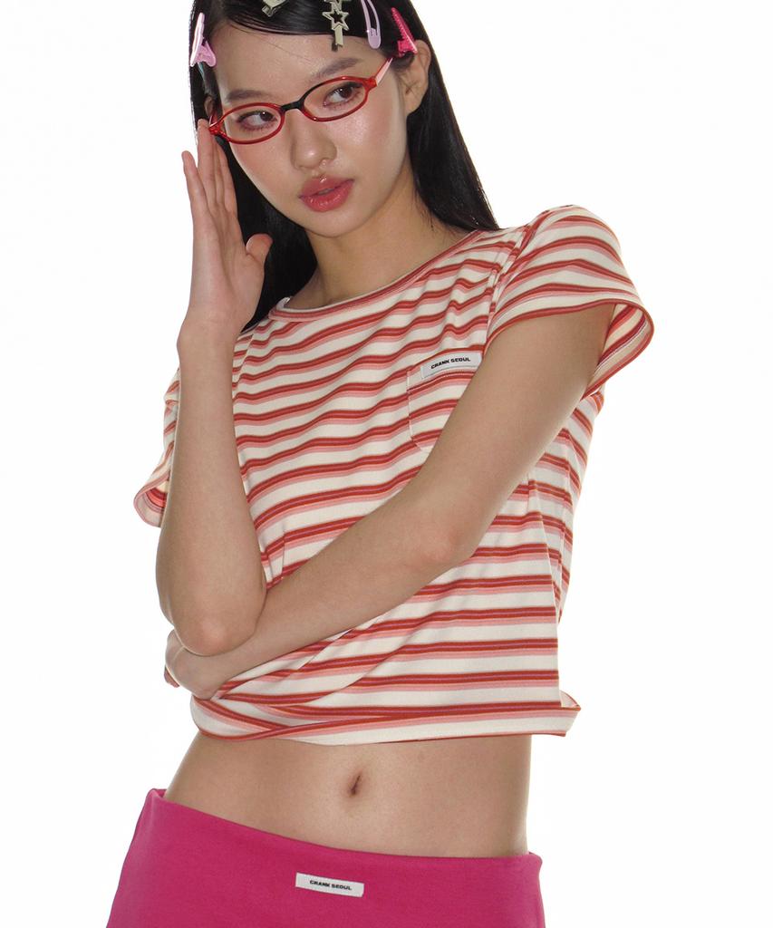 CRANK Striped Pocket Tee_Orange