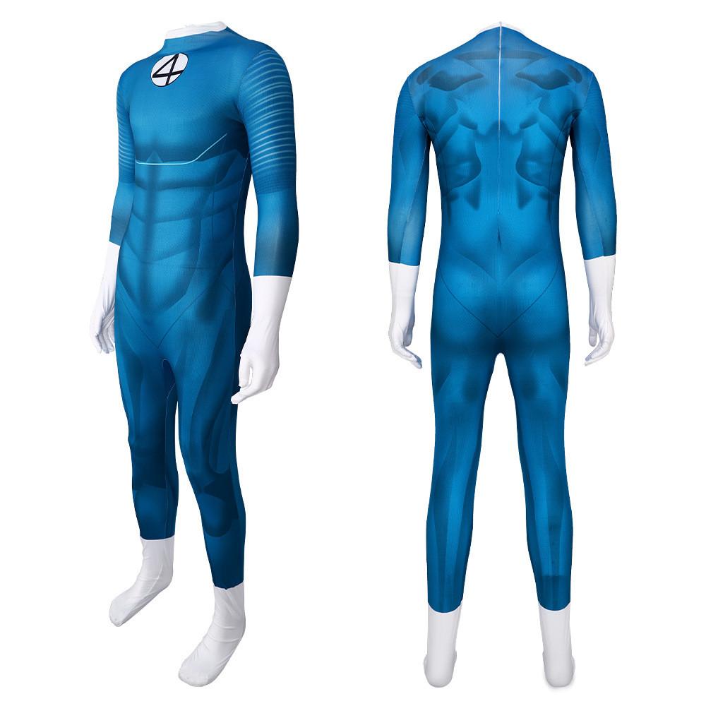 Stylish Blue Amazing Four Heroes Costume Jumpsuit Cosplay Outfit For All Genders