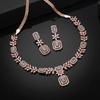 Classic Designer Rose Gold Plated CZ Necklace Set for Women with Mint Green Stones