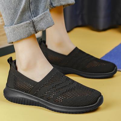 Женские туфли с застежкой-молнией, летние, полые, дышащие, сетчатые, с одной педалью, рабочие туфли, повседневная обувь, мягкая подошва, легкий вес, нескользящий