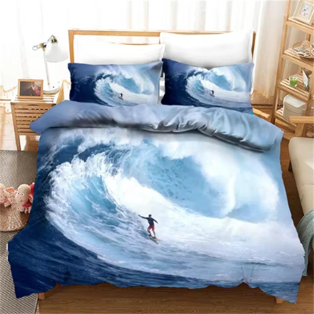 SSurf Seaside Vacation Пододеяльник Синяя Вода Одеяло Постельное Белье Комплект Для Взрослых Размер Квин 3d Стеганое Покрывало Комплект Постельного Белья Подкладка Кровать