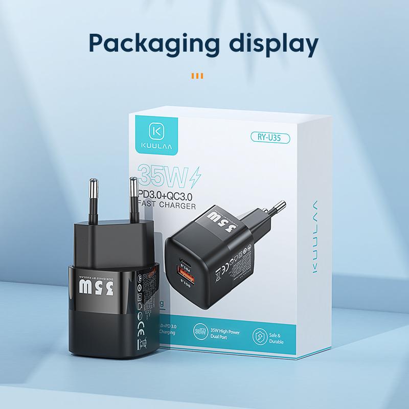 KUULAA 35 Вт GaN USB C зарядное устройство типа C PD быстрая зарядка для iPhone 14 13 12 11 Max Pro XS 8 Plus для iPad Air 4 iPad 2021 Mini