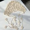 Цветочная ажурная вязаная шапка Элегантный богемный стиль Шапки-бини Милая вязаная крючком шапка с цветком Девочки