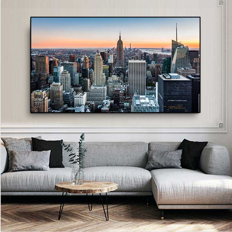Nordic New York World City Building Canvas Painting Sunset Night Landscape Posters and Prints Wall Pictures Home Decor No Frame