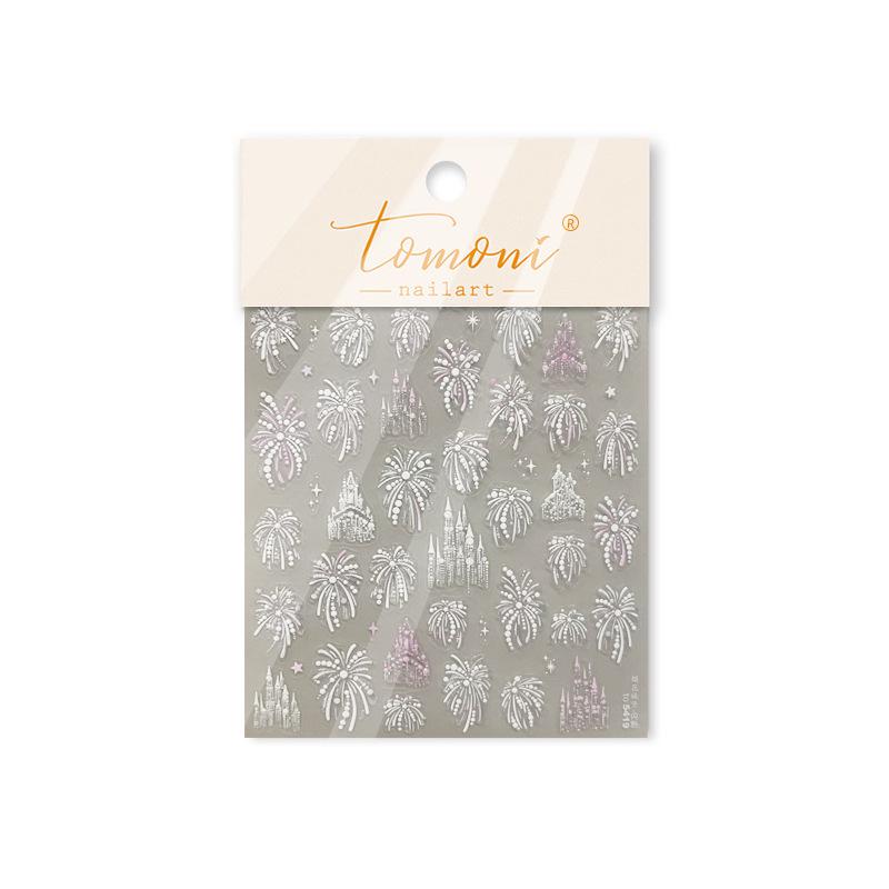 Наклейки для ногтей Tomoni & Moshil в китайском стиле с золотым тиснением: Сказочные жемчужные фейерверки-украшения
