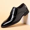 Mens Dress Shoes Luxury Patent Leather Business Shoes Pointed Toe Casual Office Shoes for Men Lace Up Oxfords Wedding Party Shoe