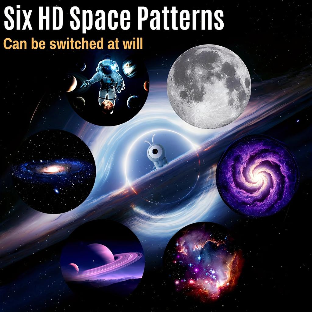 1pc Monster Galaxy Projector Lamp Star Projector Light With 6 Patterns, 360° Rotatable Cute Moon Projector For Bedroom Living Room, Desktop Gift
