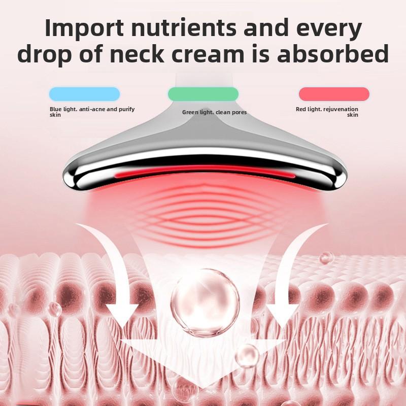 Новый массажер для лица и шеи, инструмент для носогубных складок, светодиодный красный и синий свет, вибрационный интродьюсер, косметический инструмент