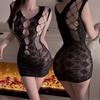 Sexy lingerie hot diamond pure desire temptation one-piece mesh black hollow nightclub uniform perspective