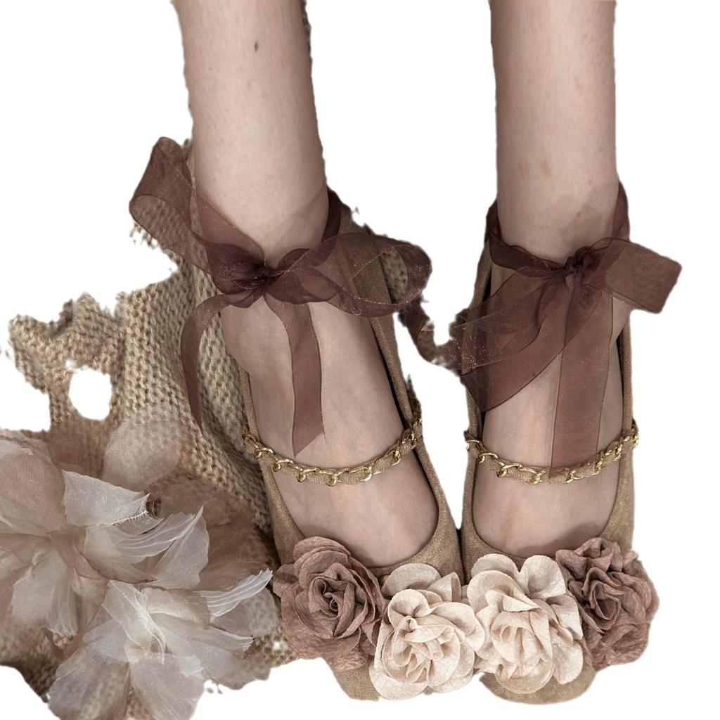 Дзен ваби тихий ветер квадратный носок туфли Мэри Джейн женские замшевые мягкие на плоской подошве на одном ремешке французский вечерний ветер туфли-лодочки мертвый лист бабочка