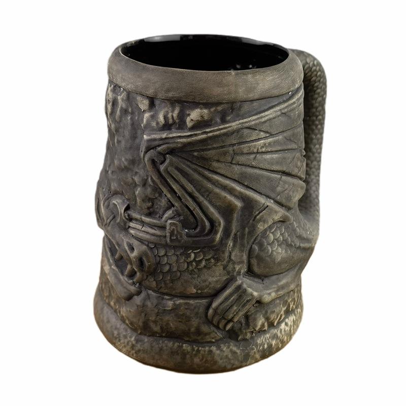 Кружка для пива «Игра престолов» Креативный пиратский большой стакан, Бокал для разливного пива с ручкой, Керамическая рельефная кружка с драконом, Барная личность