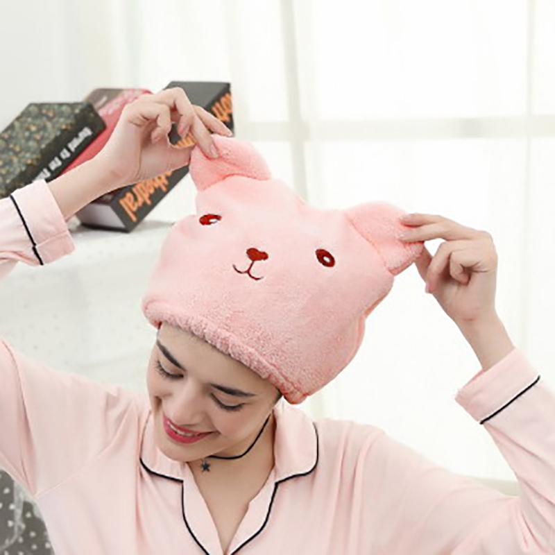 Сухая шапочка для волос для женщин, быстросохнущая, впитывающая, плотная, из микрофибры, полотенце для головы, корейская, милая, с вышитым медведем, шапочка для душа
