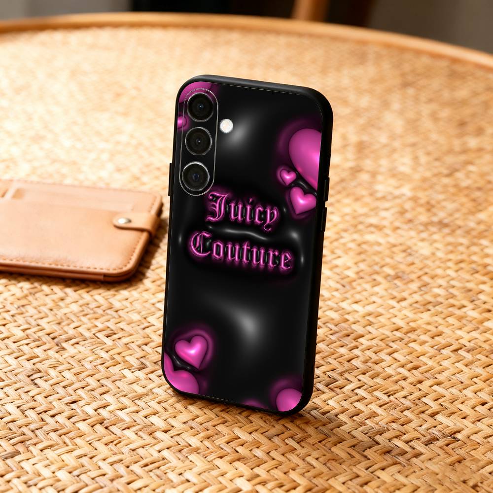 Розовый чехол для телефона J-Juicys C-Coutures для Samsung A73, A21s, A22, A31, A32, A52, A53, A71, A80, Мягкий черный корпус