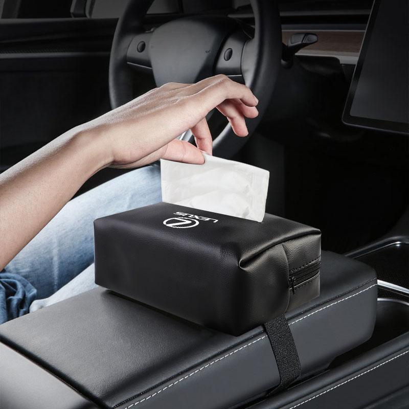 QDDY3 PU Leather Car Tissue Box Facial Tissue Storage Bag For Lexus FSPORT LBX NX RX 350h 450h ES UX 300e GS IS LS LX CT LC RC GX460