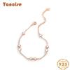 Tancise 925 Sterling Silver Zircon Bracelet Jewelry Geometric Bead Chain Link Bracelets Fashion Fine Wedding Gift for Girlfriend Women