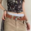 Retro Suede Rivet Belt Luxury Design Punk Waistband Business Waist Belt  Paired with Skirts Jeans