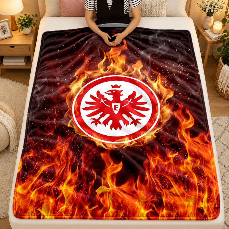 Flannel BlanketEintracht Frankfurt Football Warm Soft Throw Blanket for Indoor Sofa Bed Living Room Use