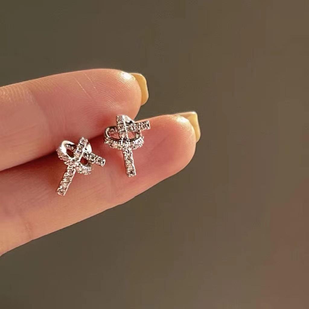 2025 Trendy Zircon Knotted Earrings: Exquisite Korean Style for Women