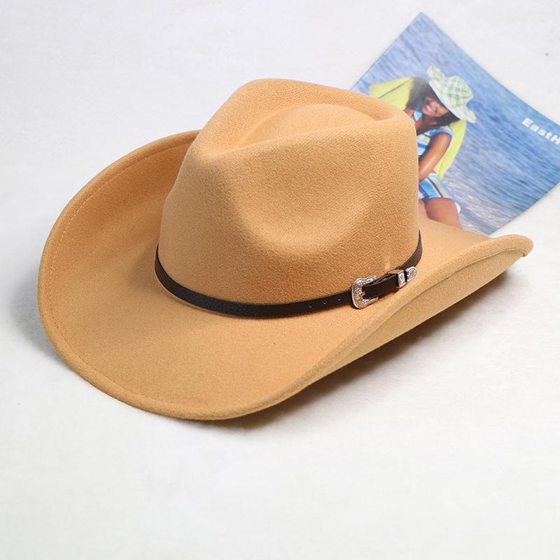 Осенне-зимняя мужская шерстяная ковбойская шляпа в стиле вестерн с металлической пряжкой, осенне-зимняя винтажная рыцарская шляпа из искусственной шерсти, ковбойская шляпа