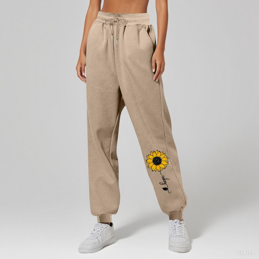 Ladies' Printed Unisex Casual Pocket Drawstring Pants