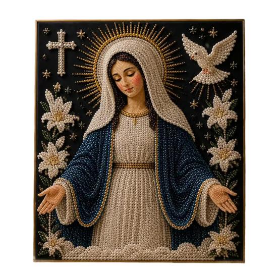 jijijing Faith Pearl Painting Kit, Virgin Mary DIY Faux Art Religious Craft Set, Handmade Home Wall for Christian Prayer Corners