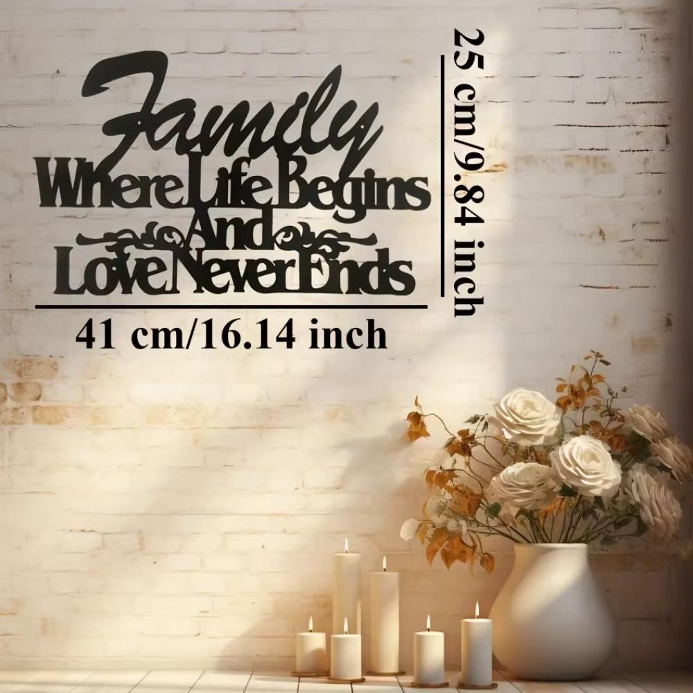 One Piece Metal Wall Art Inspirational Home Decoration Where Life Begins Love Never Ends Beautiful Blessings Decor