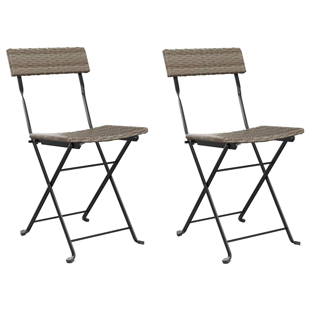 vidaXL Klappstühle, 2 Stück, graues Polyrattan und Stahl