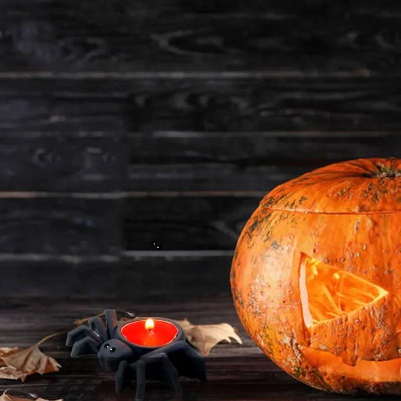 Форма для подсвечника в стиле Хэллоуина 3D Паук Ручная работа Креативные силиконовые формы Готический декор Паук Подсвечник Форма для свечного стаканчика LS