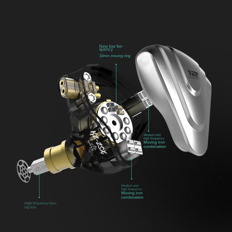 KZ ZSX Terminator 12 Unit Circle Iron Проводные наушники Металлические внутриканальные игровые мобильные телефоны с пшеничными наушниками