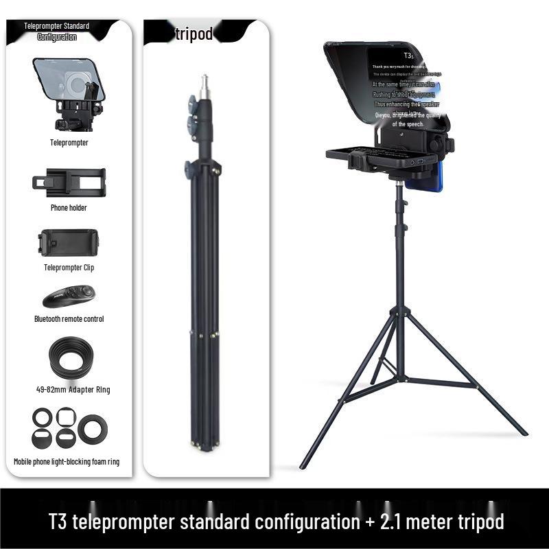 Телесуфлер Baisiyue T3 для мобильных телефонов и DSLR-камер - Идеально подходит для прямых трансляций в Douyin и видеоинтервью