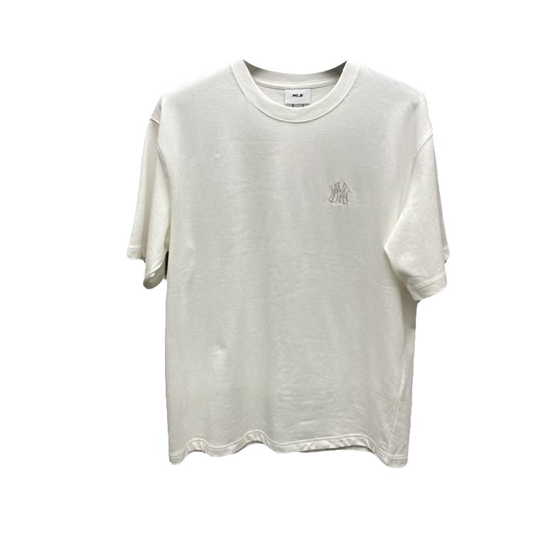 MLB T Shirts Unisex Cream Crew Neck Moderate Straight Fit 3ATSB0354-50IVS