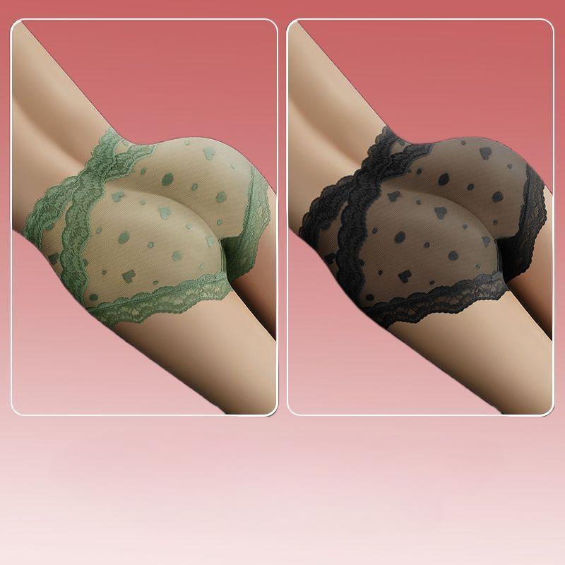 2pcs Ladies' Sexy Underwear Girls' Sweet Mesh Lace Cross Lifted Hip Shaping Triangle Shorts