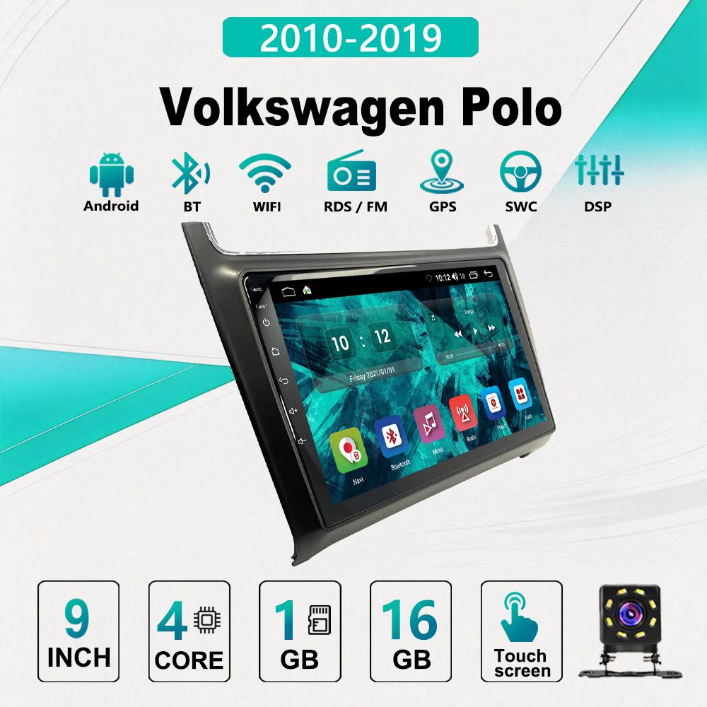 2Din Android Car-Play Car Radio,Volkswagen Polo 2010-2019,Multimedia Player Head Unit Stereo GPS Navigation BT WIFI,1+16GB