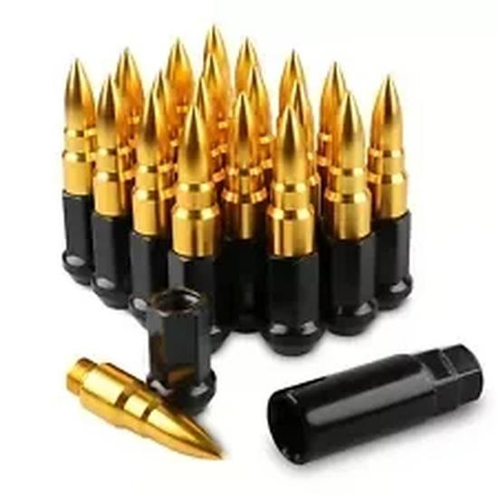 20PCS Universal Racing Spike Lug Nuts M12x1.5/M12x1.25 - Anti-Theft Aluminum Alloy Steel Head Lock Nuts with Socket Kit