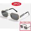 2Pcs High Quality Metal Sun Glasses Women Retro Fashion New Sunglasses Gradient Tea Color Simple Wide Leg Design Unisex Female