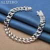 ALIZERO 925 Sterling Silver Bracelet Square Buckle 8mm Side Chain Bracelets For Men Women Fashion Wedding Party Jewelry Gift