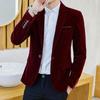 Corduroy Velvet Small Suit Men 'S Jacket Slim Fit Long Sleeve Casual Groomsmen Suit 