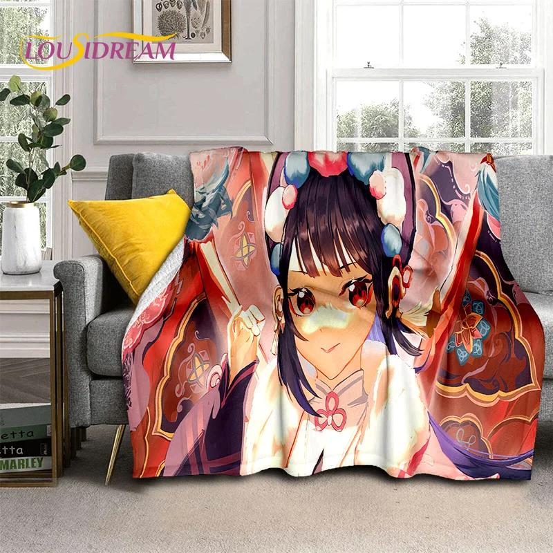 3D милый Genshin Impact мультфильм игра мягкий фланелевый плед для кровати спальни дивана пикника, плед для отдыха на свежем воздухе сон подарок