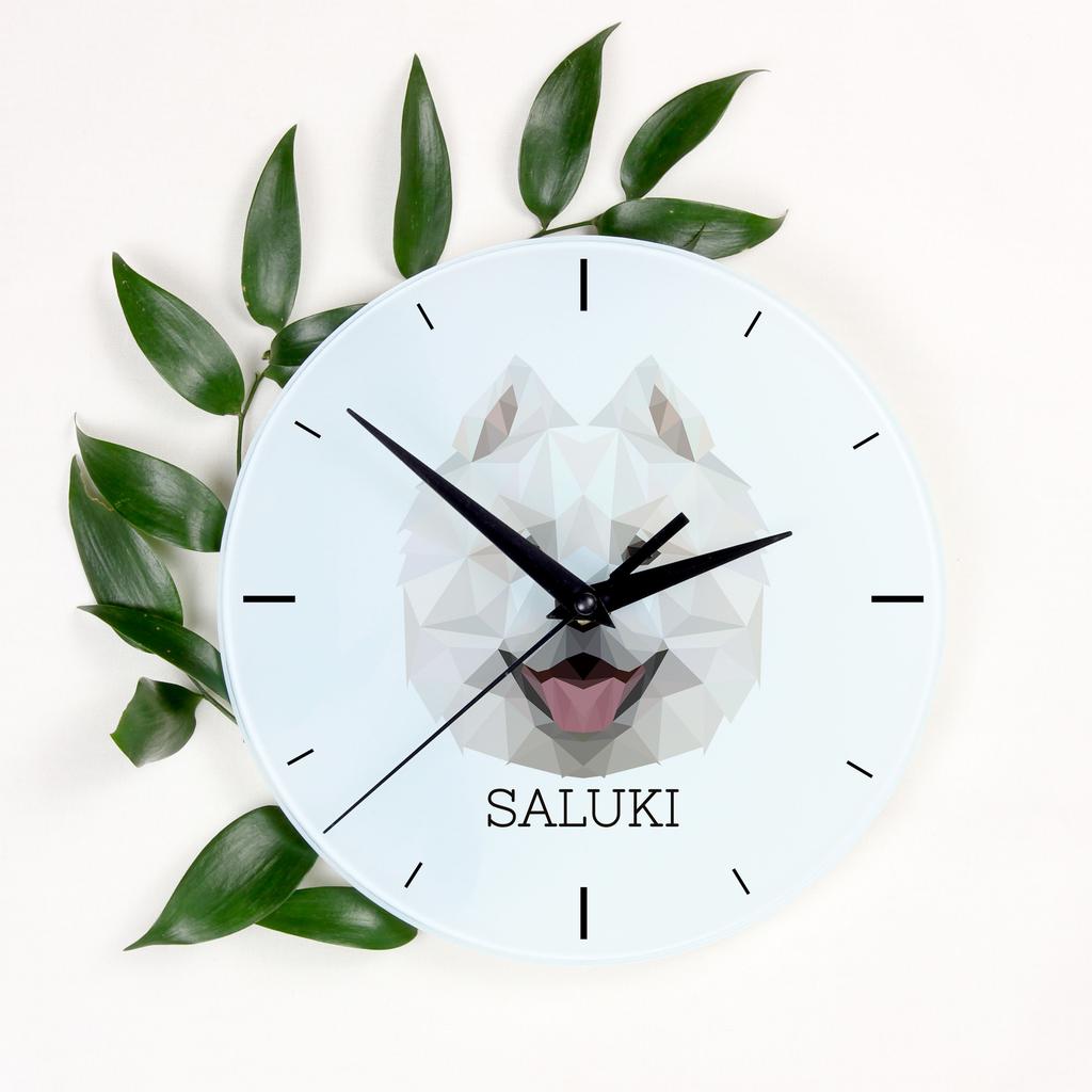 Samojed, Samoyed, Samojedskaja -Geometryczny Zegar Ścienny Ze Zdjęciem I Napisem Marki Art-Dog