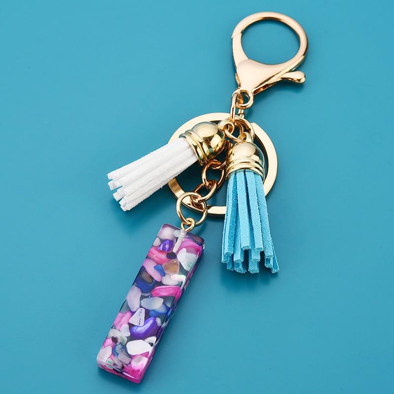 Wish Creative Fashion Jewelry: Colored Acrylic Letter Tassel Keychain