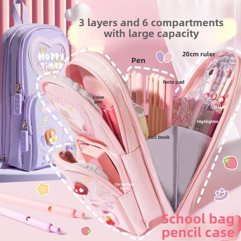 Childrens Cartoon School Bag Pencil Case With Highvolume Storage For Girls And Boys