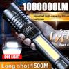 High Power LED Flashlight Powerful TYPE-C Rechargeable COB Flashlight With Side Light Torch For Outdoor Camping Hiking