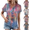 Summer Tops For Women Floral Pattern For Women V-Neck Short Sleeve Comfy Womens Tops Oversized Tshirts
